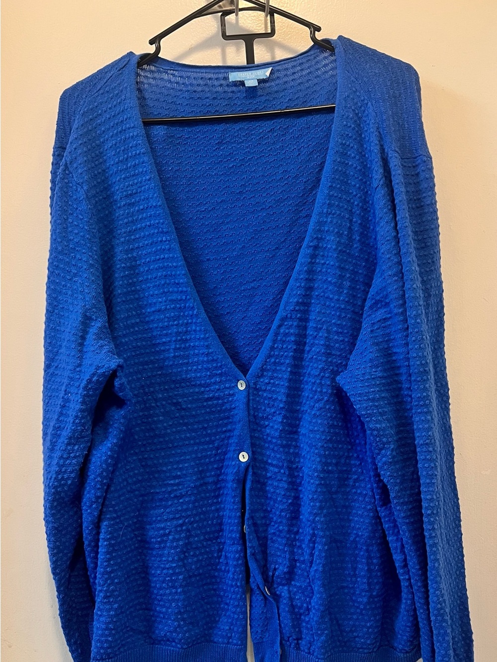 Draper James Blue Textured V-Neck Button Cardigan